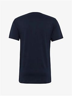 Однотонная футболка с планкой на пуговицах темно-синего цвета Tom Tailor RT71040/5609-05